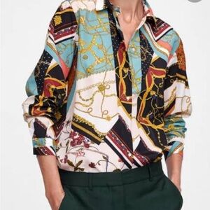 Zara Multicolor Chain Print Blouse size S